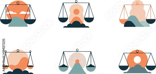Set of 6 abstract scales icons vector