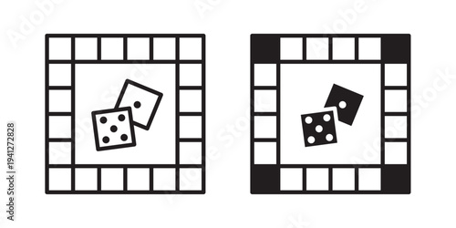 Game board icon for web, design. Linear illustrations, editable strokes