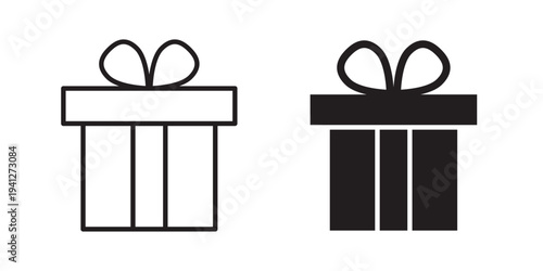 Gifts icon for web, design. Linear illustrations, editable strokes