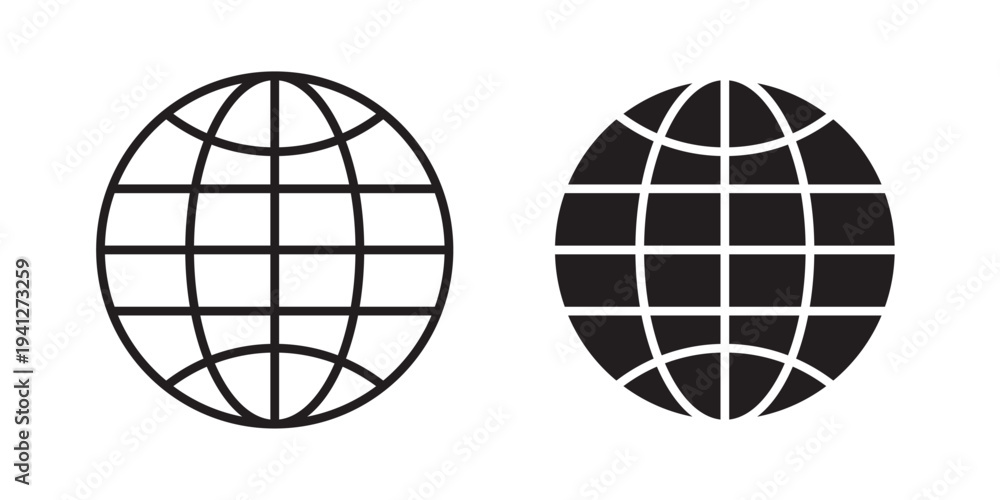 Obraz premium Globe icon for web, design. Linear illustrations, editable strokes