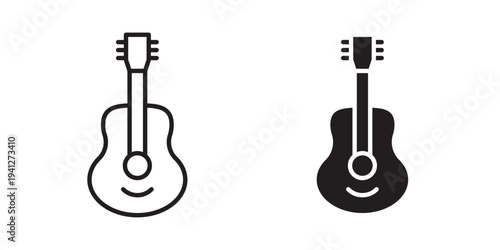 Guitar icon for web, design. Linear illustrations, editable strokes