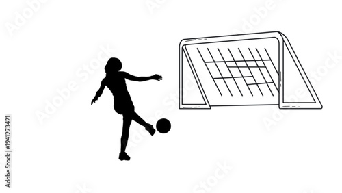 Female Soccer Player Kicking Ball Silhouette
