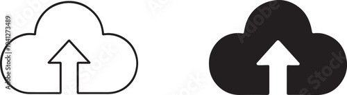 Upload to cloud flat icon black silhouette and outline symbol for data storage apps and web use.