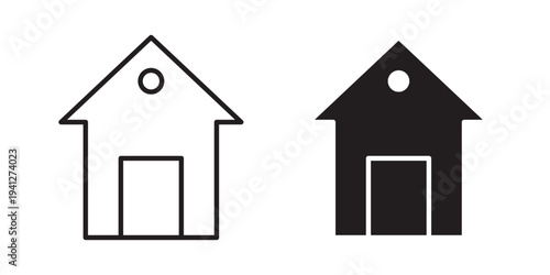 Home icon for web, design. Linear illustrations, editable strokes