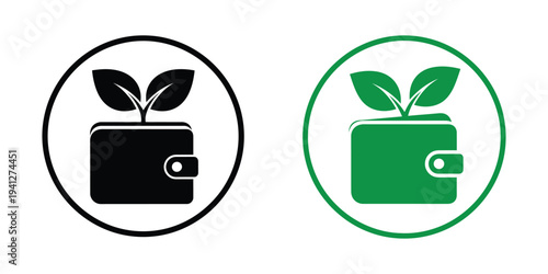 Eco friendly wallet with growing plant logo