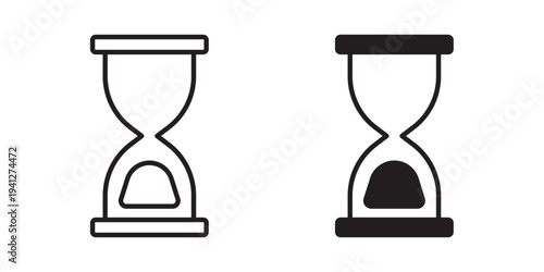 Hourglass end icon for web, design. Linear illustrations, editable strokes