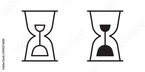Hourglass icon for web, design. Linear illustrations, editable strokes