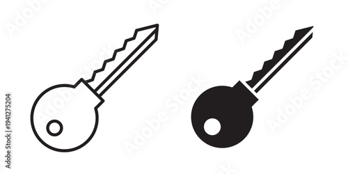 key icon for web, design. Linear illustrations, editable strokes