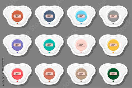 Big colored set baby pacifiers, dummy with rubber nipple