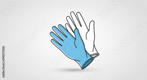 Pair of blue and white protective gloves on a clean background for safety and protection concepts
