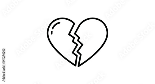 Broken Heart Icon, Symbol of Love Loss, Sadness, Relationship Breakup, Divorce, Grief