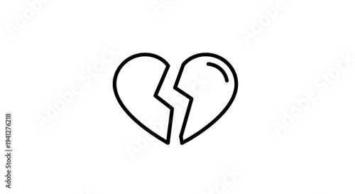 Broken Heart Icon, Symbol of Sadness, Loneliness, and Heartbreak