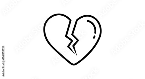 Broken Heart Icon, Symbol of Sadness, Loneliness, and Relationship Problems