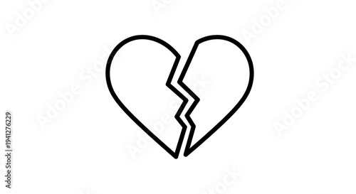 Broken Heart Icon, Symbol of Sadness, Loss, and Relationship Problems