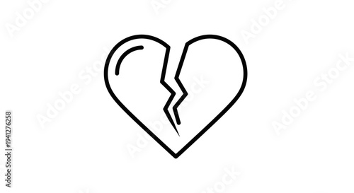 Broken Heart Icon, Symbol of Sadness, Loss, and Relationship Problems