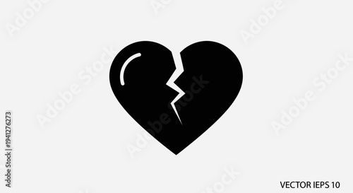 Broken Heart Icon, Symbol of Sadness, Love Loss, and Heartbreak