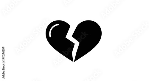 Broken Heart Icon, Symbol of Sadness, Love Loss, and Relationship Problems