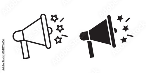 Megaphone icon for web, design. Linear illustrations, editable strokes