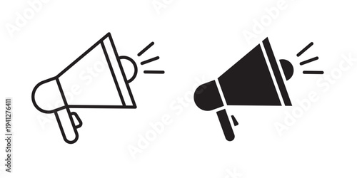 Megaphone icon for web, design. Linear illustrations, editable strokes