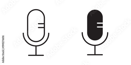 Microphone icon for web, design. Linear illustrations, editable strokes