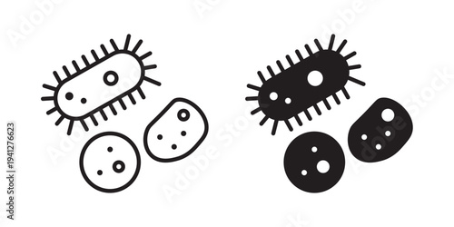Microorganism icon for web, design. Linear illustrations, editable strokes