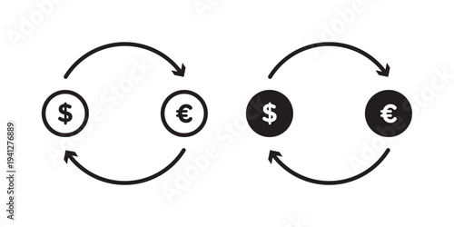Money exchange icon for web, design. Linear illustrations, editable strokes
