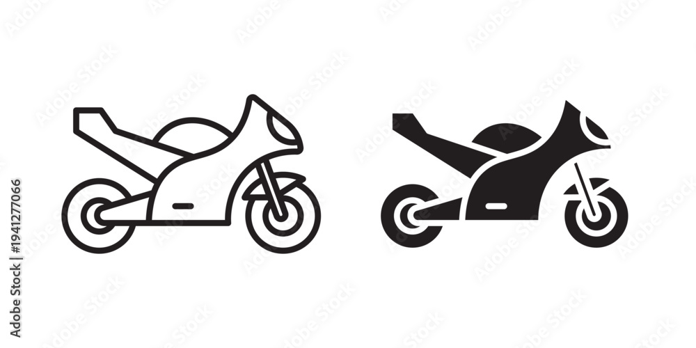 Fototapeta premium Motorcycle icon for web, design. Linear illustrations, editable strokes