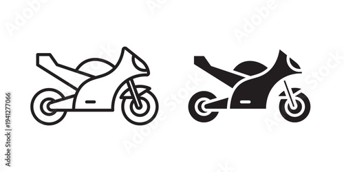 Motorcycle icon for web, design. Linear illustrations, editable strokes