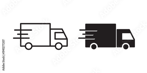 Moving truck icon for web, design. Linear illustrations, editable strokes