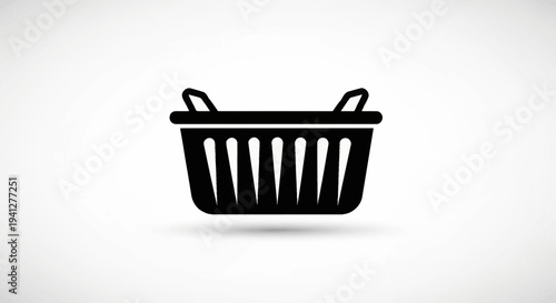 Black Shopping Basket Icon Vector Illustration