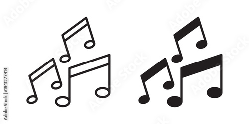 Music icon for web, design. Linear illustrations, editable strokes