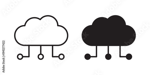 Network cloud icon for web, design. Linear illustrations, editable strokes