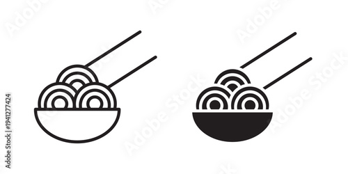 Noodles icon for web, design. Linear illustrations, editable strokes