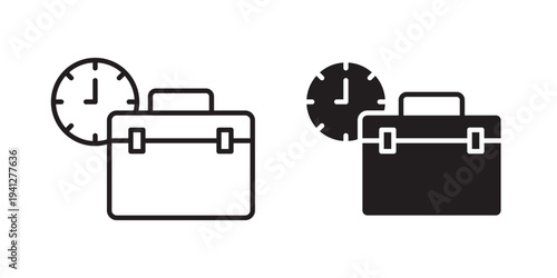 Office time icon for web, design. Linear illustrations, editable strokes