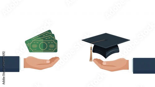 Education Cost and Investment Concept, Student Loan Financing