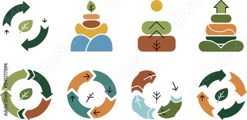 Set of 6 eco friendly icons vector, sustainability symbols
