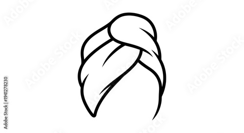 Woman's Head Wrapped in a White Towel, Spa and Beauty Icon
