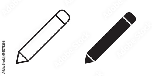 Pencil icon for web, design. Linear illustrations, editable strokes
