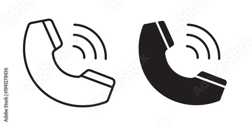 Phone call icon for web, design. Linear illustrations, editable strokes
