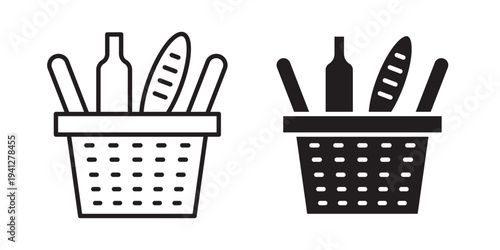 Picnic icon for web, design. Linear illustrations, editable strokes