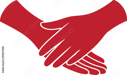 Symbol of solidarity and partnership, illustrated by two interlaced red hands, representing unity, trust, and cooperation in a conceptual design