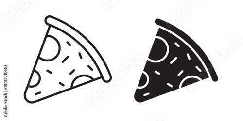 Pizza slice icon for web, design. Linear illustrations, editable strokes