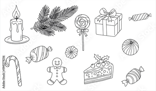 Christmas symbols and objects illustration