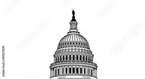 United States Capitol Building Dome Outline Illustration