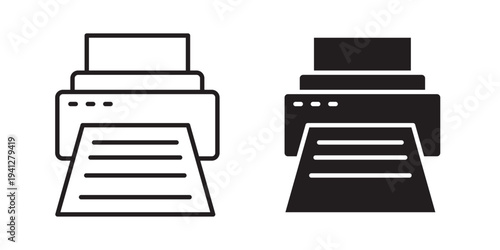 Print icon for web, design. Linear illustrations, editable strokes