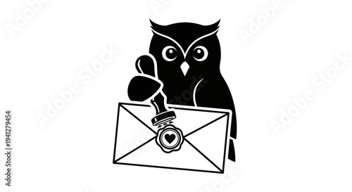 Wise Owl Stamping Love Letter with Wax Seal, Symbol of Wisdom, Communication, and Affection