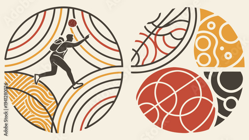 Tribal folk art blackwork abstract design set for print and decor
