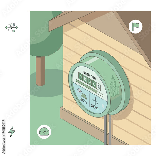 Green Energy City Illustrations of Solar, Wind, and Sustainable Urban Life.