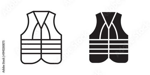 Safety vest icon for web, design. Linear illustrations, editable strokes