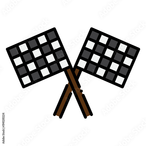 Black and White Checkered Flags Crossed